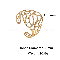 304 Stainless Steel Hollow Leaf Wide Open Cuff Bangles for Women&nbsp;WG4B663-01