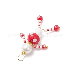 Glass Seed Beaded Mushroom Human Pendants&nbsp;PALLOY-MZ00824