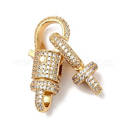 Brass Micro Pave Clear Cubic Zirconia Interlocking Clasps&nbsp;KK-J301-01G