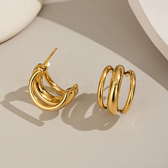 304 Stainless Steel Triple C-Shaped Stud Earrings&nbsp;CL7574