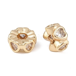 Brass Micro Pave Clear Cubic Zirconia Beads&nbsp;KK-C142-08LG