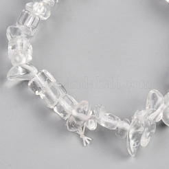 Natural Quartz Crystal & Glass Beaded Stretch Bracelets&nbsp;BJEW-S143-57