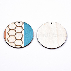 Printed Natural Poplar Wood Pendants&nbsp;WOOD-S045-132