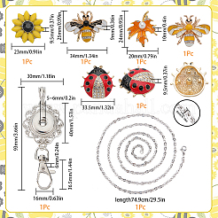 DIY Interchangeable Flower & Bee Office Lanyard ID Badge Holder Necklace Making Kit&nbsp;DIY-SC0022-01