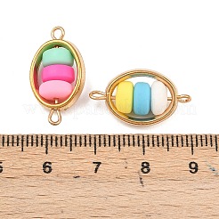 CCB Plastic Frame with Polymer Clay Beads Oval Links Connector Charms&nbsp;KK-D103-01G
