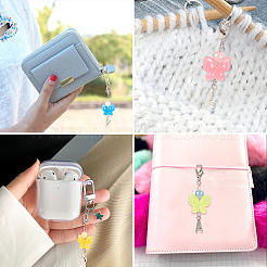 Butterfly Luminous Acrylic & Letter A~Z Tibetan Style Alloy Pendant Decorations&nbsp;HJEW-TAC0020