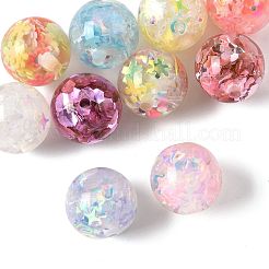 10Pcs 10 Colors Transparent Resin with Paillette Beads&nbsp;RESI-FS0002-25