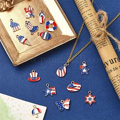15Pcs 15 Styles Independence Day Alloy Enamel Pendants&nbsp;ENAM-YW0004-34