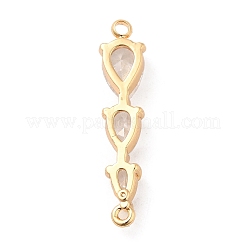Brass Pave Clear Glass Connector Charms&nbsp;KK-F860-01G