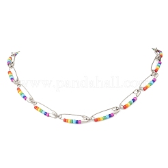 Chakra Glass Beads Dangle Earrings & Necklaces Sets&nbsp;SJEW-JS01364