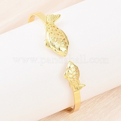 Marine Organism Brass Cuff Bangles for Women&nbsp;BJEW-D368-03A-G