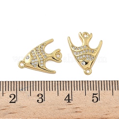 Brass Micro Pave Clear Cubic Zirconia Sea Animal Connector Charms&nbsp;KK-P325-01G
