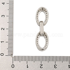 Rack Plating Oval Brass Micro Pave Clear Cubic Zirconia Fold Over Clasps&nbsp;KK-F876-04P