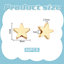 60Pcs Rack Plating Star Brass Beads&nbsp;KK-UN0003-58