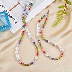 3Pcs Natural Shell & Plastic Pearl Flower & Glass Beaded Necklaces and Stretch Bracelet Set&nbsp;SJEW-SW00010-05