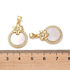 Brass Micro Pave Clear Cubic Zirconia Pendants&nbsp;KK-B083-16G-03