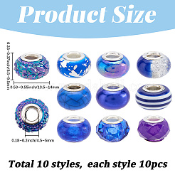 100Pcs 10 Styles Resin European Beads&nbsp;RPDL-SP0001-08