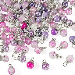 100Pcs Mixed Styles Glass Pendants&nbsp;PALLOY-TADJ00010