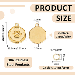 28Pcs 304 Stainless Steel Pendants&nbsp;STAS-BC0004-28A