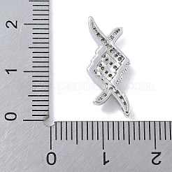 Rack Plating Brass Clear Cubic Zirconia Rhombus Connector Charms&nbsp;KK-A234-069P
