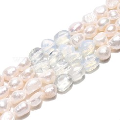 Opalite Nuggets & Cultured Freshwater Pearl Beads Strands&nbsp;PEAR-N023-01A-18