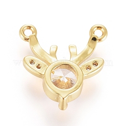 Christmas Brass Micro Pave Cubic Zirconia Pendants&nbsp;X-ZIRC-G166-03G