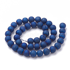Electroplate Natural Druzy Geode Weathered Agate Beads Strands&nbsp;G-S284-6mm-02