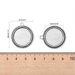 Tibetan Style Antique Silver Alloy Flat Round Pendant Cabochon Settings&nbsp;X-TIBEP-M022-34AS