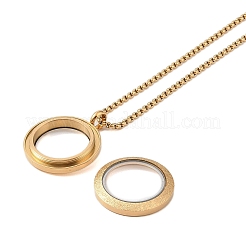 PVD Vacuum Plating 304 Stainless Steel Ring Pendant Necklaces&nbsp;NJEW-N055-22A-G