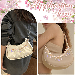 2Pcs Alloy Enamel Lilac Butterfly and Pink Flower Pendant Aluminum Bag Decorative Chains&nbsp;HJEW-BBC0001-38