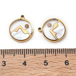 304 Stainless Steel & Natural Shell & Mustard Seed Pendants&nbsp;SA-CBA5608-02G