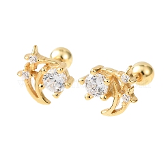 S995 Sterling Silver Clear Cubic Zirconia Stud Earrings&nbsp;EJEW-C179-02G