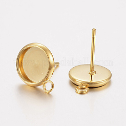 304 Stainless Steel Stud Earring Settings&nbsp;STAS-F162-43G