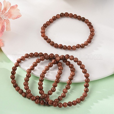 Synthetic Goldstone Bead Stretch Bracelets&nbsp;BJEW-K212-A-002-1