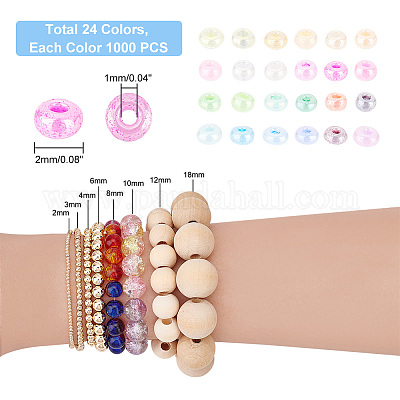 24000Pcs 24 Style Ceylon Glass Seed Beads, Round Rondelle, Mixed Color,  2mm and Hole: 1mm and 1000Pcs/style