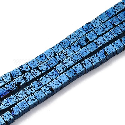 Electroplated Natural Lava Rock Beads Strands&nbsp;G-A256-B01-02G-1