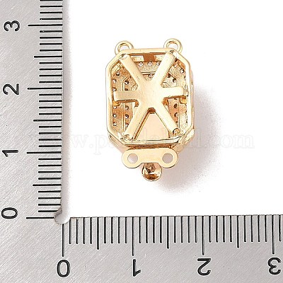 Brass Micro Pave Cubic Zirconia Box Clasps&nbsp;KK-B100-056G-1