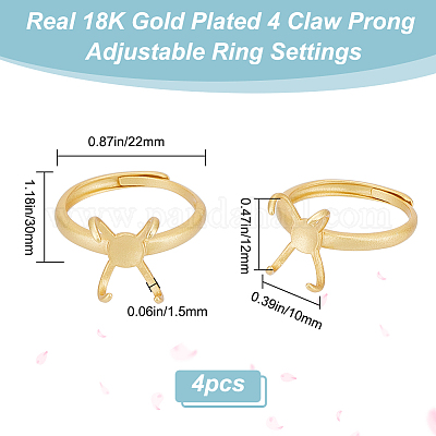 4Pcs Adjustable Brass Ring Components&nbsp;FIND-BBC0002-51B-1