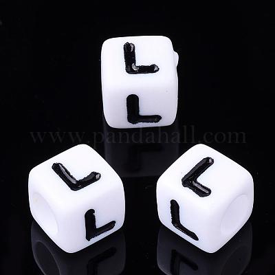 Acrylic Horizontal Hole Letter Beads&nbsp;PL37C9129-L-1