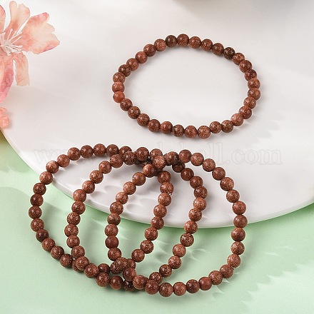 Synthetic Goldstone Bead Stretch Bracelets&nbsp;BJEW-K212-A-002-1