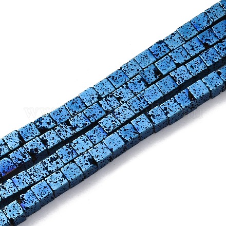 Electroplated Natural Lava Rock Beads Strands G-A256-B01-02G-1