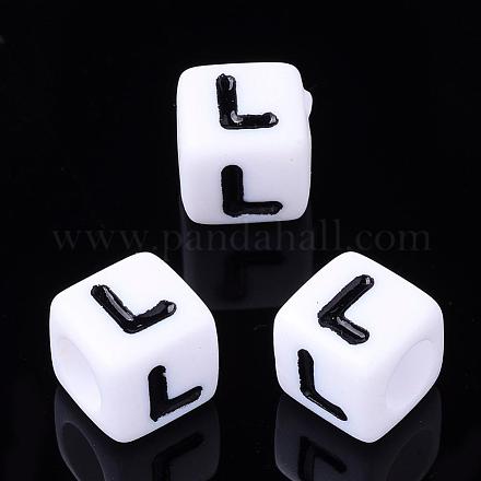Acrylic Horizontal Hole Letter Beads PL37C9129-L-1