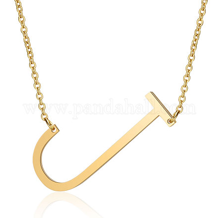 201 Stainless Steel Initial Pendants Necklaces NJEW-S069-JN004D-J-1