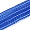 Transparent Glass Beads Strands, Flat Round, Royal Blue, 8~8.5x4~4.5mm, Hole: 0.7~1mm, about 95~100pcs/strand, 14.57~15.35''(37~39cm)