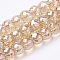 Electroplated Glass Beads Strands, Rainbow Plated, Faceted, Rondelle, PeachPuff, 8x6mm, Hole: 1.2mm, about 78~80pcs/strand, 18.89~19.68 inch(48~50cm)