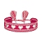 Valentine's Day Theme Polyester Cord Bracelets, with Tassel, Heart, Crimson, Inner Diameter: 2-3/8 inch(6cm)