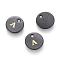 Freshwater Shell Charms, with Gold Blocking Letter, Dyed, Flat Round, Black, Letter.A, 11x1.5mm, Hole: 1.5mm