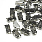 Sew on Rhinestone, Multi-strand Links, Glass Rhinestone, with Brass Prong Settings, Garments Accessories, Faceted, Rectangle, Platinum, Black Diamond, 10.5x5.5x4mm, Hole: 1mm