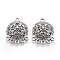 Tibetan Style Alloy Chandelier Components, Flat Round, Antique Silver, 28x21.5x4mm, Hole: 2mm and 2.5mm