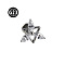 G23 Titanium with Clear Cubic Zirconia Internally Threaded Labrets, Triangle, Stainless Steel Color, 8mm, Pin: 1.2mm